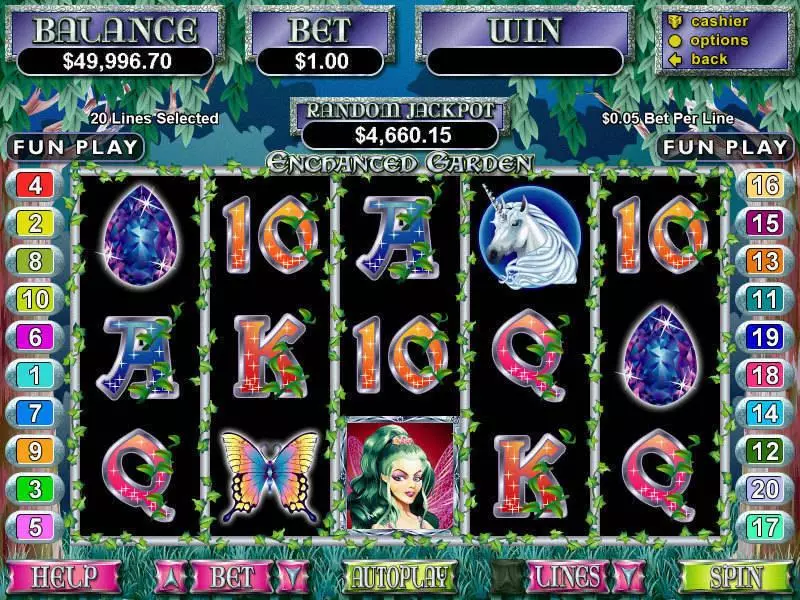 Enchanted Garden Fun Slot Game made by RTG with 5 Reel and 20 Line