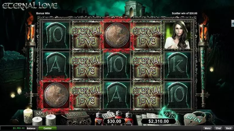 Eternal Love Fun Slot Game made by RTG with 5 Reel and 243 Line