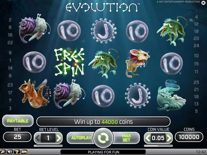 Evolution Fun Slot Game made by NetEnt with 5 Reel and 25 Line