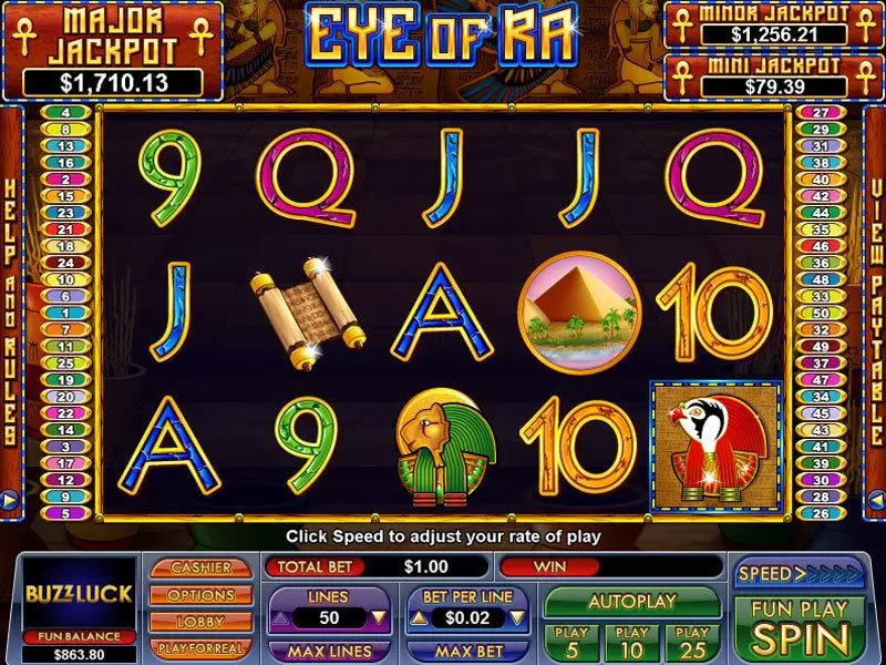 Eye of Egypt Fun Slot Game made by NuWorks with 5 Reel and 50 Line