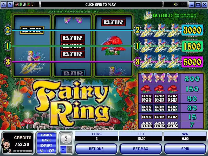 Fairy Ring Fun Slot Game made by Microgaming with 3 Reel and 3 Line