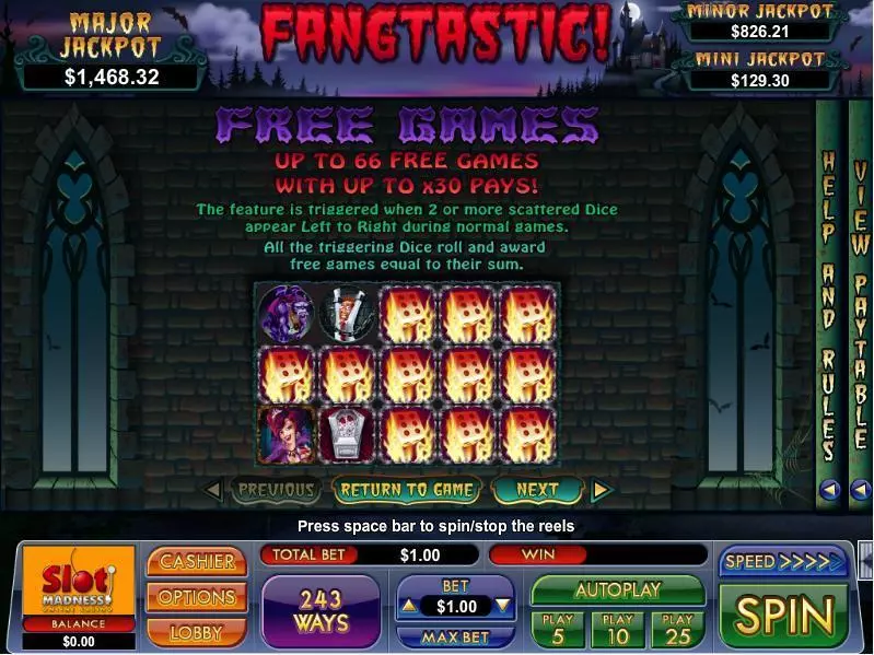 Fangtastic Fun Slot Game made by NuWorks with 5 Reel and 243 Line