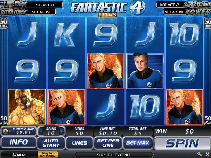 Fantastic Four 50 Line Fun Slot Game made by PlayTech with 5 Reel and 50 Line