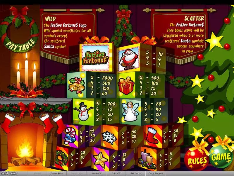 Festive Fortunes Fun Slot Game made by bwin.party with 5 Reel and 30 Line