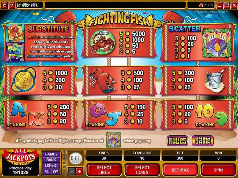 Fighting Fish Fun Slot Game made by Microgaming with 5 Reel and 30 Line