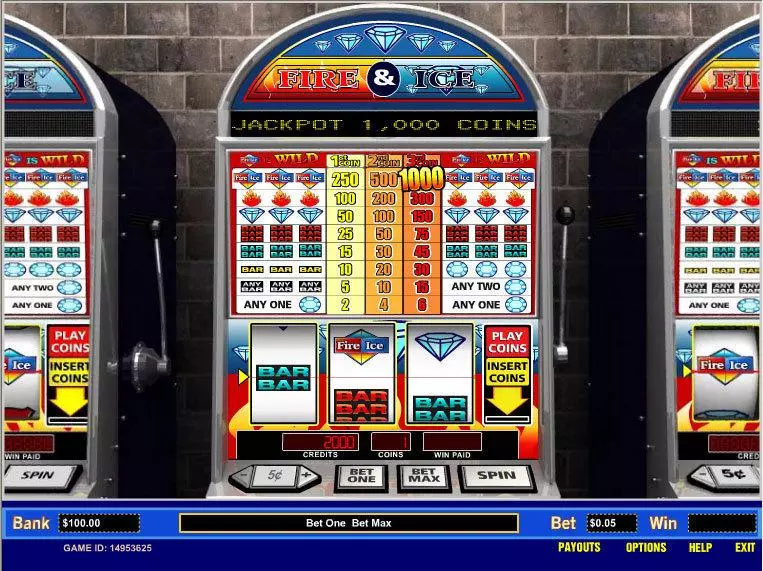 Fire and Ice 1 Line Fun Slot Game made by Parlay with 3 Reel and 1 Line