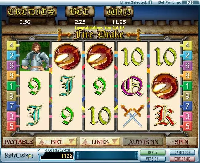 Fire Drake Fun Slot Game made by bwin.party with 5 Reel and 9 Line