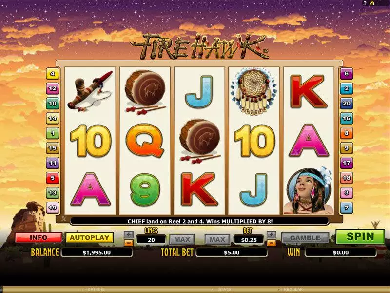 Fire Hawk Fun Slot Game made by Microgaming with 5 Reel and 20 Line