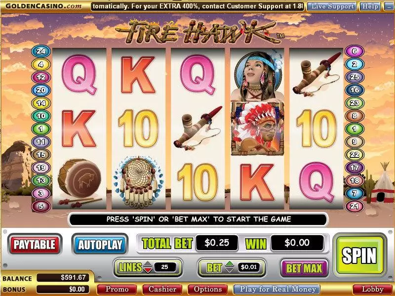 Fire Hawk Fun Slot Game made by WGS Technology with 5 Reel and 25 Line