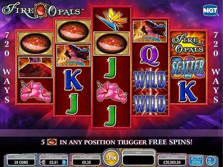 Fire Opals Fun Slot Game made by IGT with 5 Reel and 720 lines