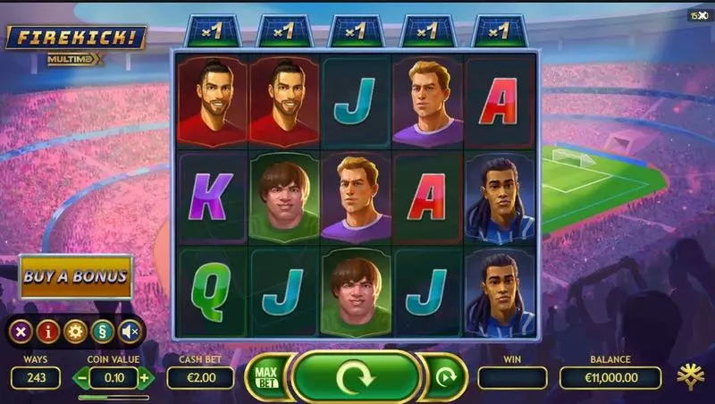 Firekick! MultiMax Fun Slot Game made by Yggdrasil with 5 Reel and 243 Line