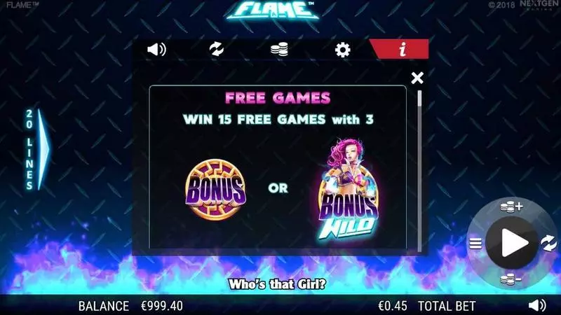 Flame Fun Slot Game made by NextGen Gaming with 5 Reel and 20 Line