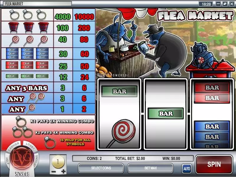 Flea Market Fun Slot Game made by Rival with 3 Reel and 1 Line