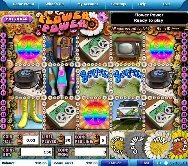 Flower Power Fun Slot Game made by Leap Frog with 5 Reel and 30 Line