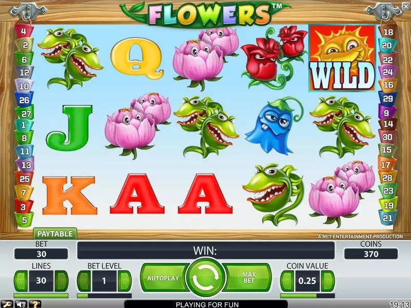 Flowers Fun Slot Game made by NetEnt with 5 Reel and 30 Line