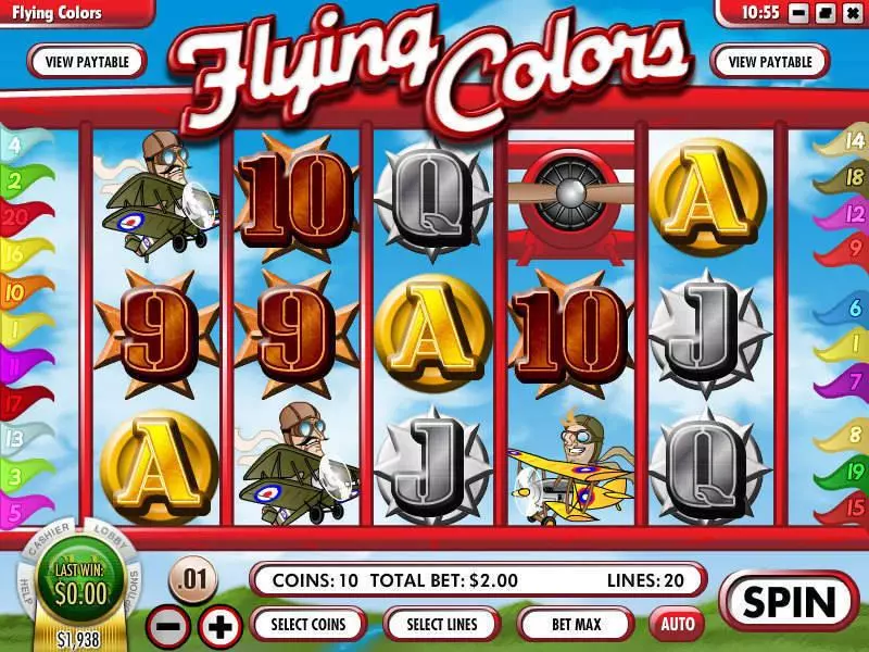 Flying Colors Fun Slot Game made by Rival with 5 Reel and 20 Line