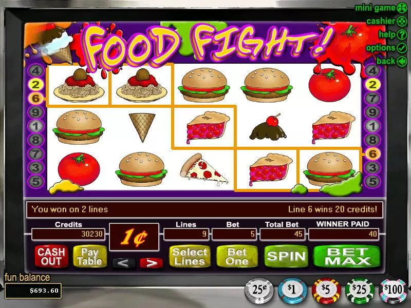 Food Fight Fun Slot Game made by RTG with 5 Reel and 9 Line
