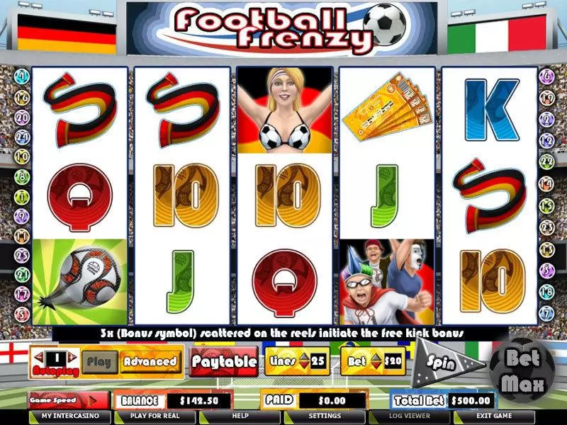 Football Frenzy Fun Slot Game made by CryptoLogic with 5 Reel and 25 Line