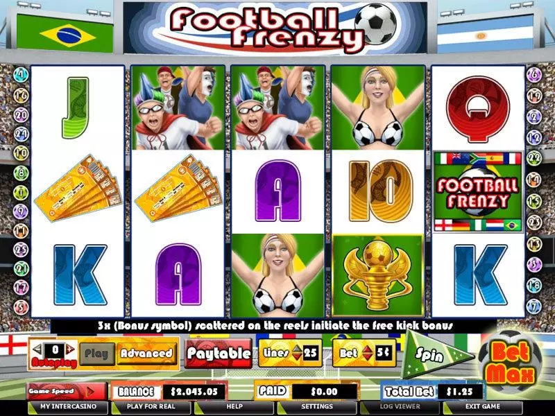 Football Frenzy Fun Slot Game made by PartyGaming with 5 Reel and 25 Line