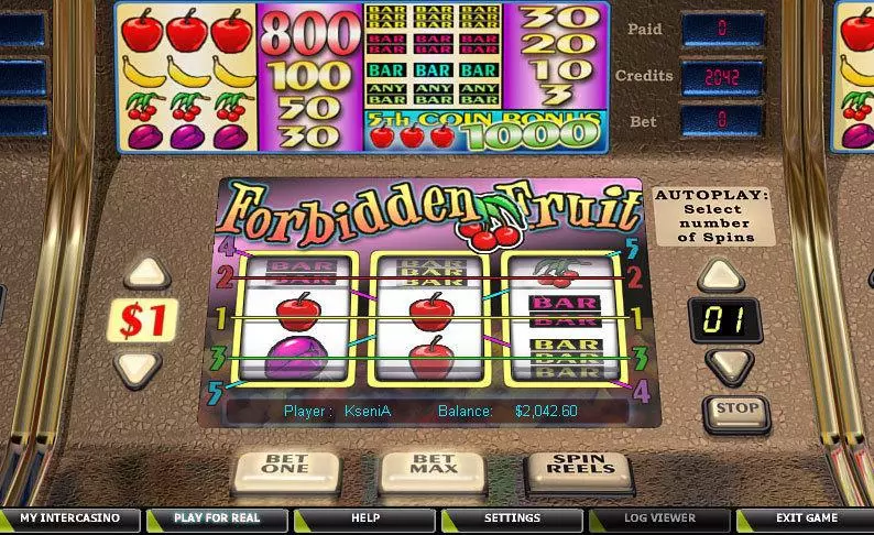 Forbidden Fruit Fun Slot Game made by CryptoLogic with 3 Reel and 5 Line