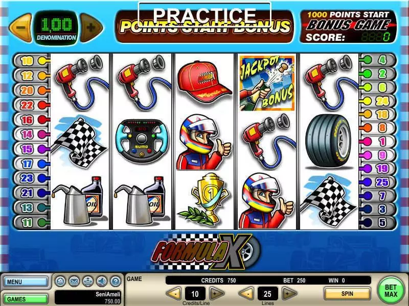 Formula X Fun Slot Game made by GTECH with 5 Reel and 25 Line