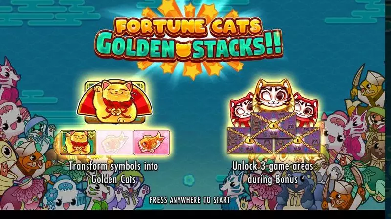 Fortune Cats Golden Stacks!! Fun Slot Game made by Thunderkick with 5 Reel and 120 Lines