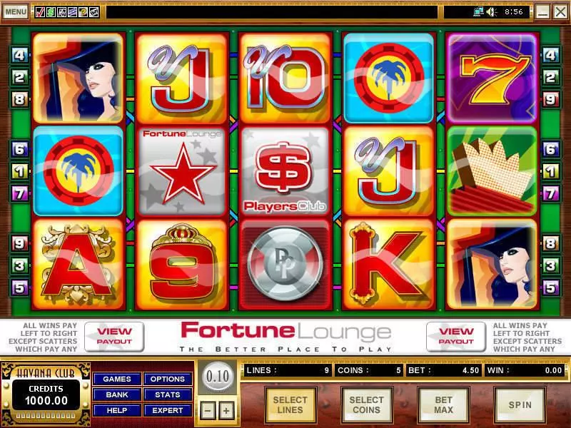 Fortune Lounge Fun Slot Game made by Microgaming with 5 Reel and 9 Line