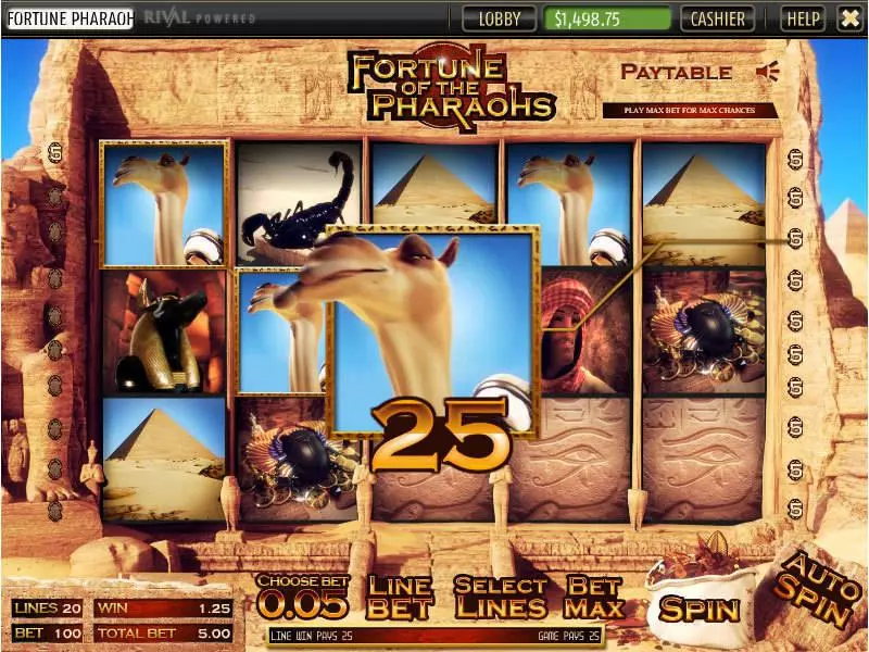 Fortune of the Pharaos Fun Slot Game made by Sheriff Gaming with 5 Reel and 20 Line