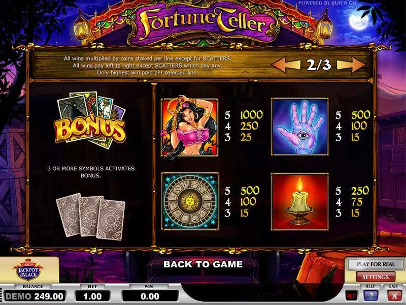 Fortune Teller Fun Slot Game made by Play'n GO with 5 Reel and 20 Line