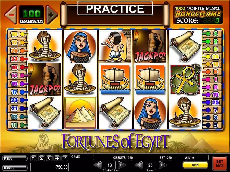 Fortunes of Egypt Fun Slot Game made by GTECH with 5 Reel and 25 Line