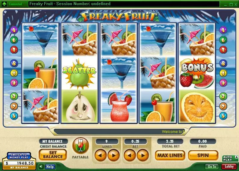 Freaky Fruit Fun Slot Game made by 888 with 5 Reel and 9 Line