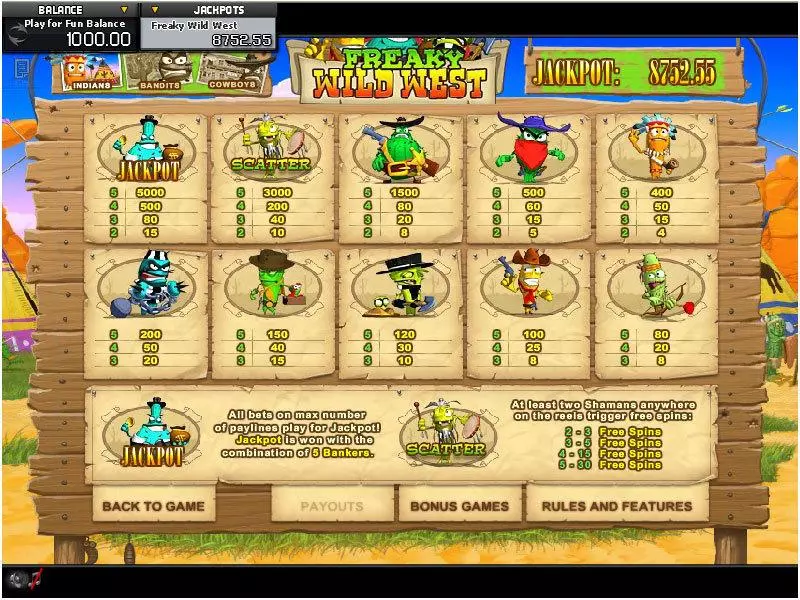 Freaky Wild West Fun Slot Game made by GamesOS with 5 Reel and 30 Line