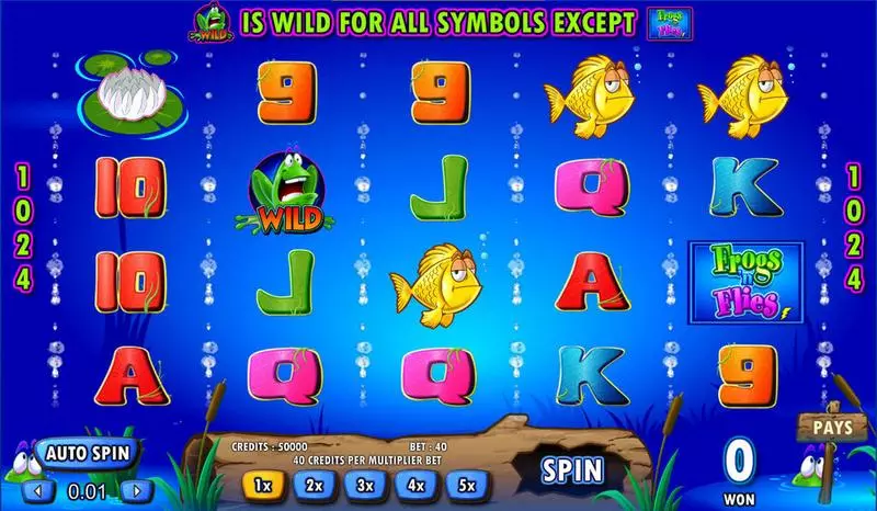 Frogs 'n Flies Fun Slot Game made by Amaya with 5 Reel and 1024 Way