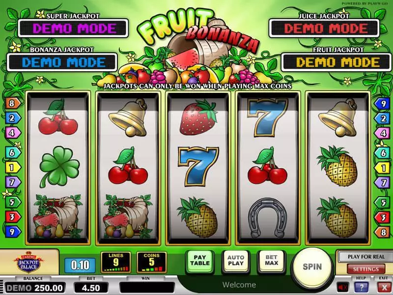Fruit Bonanza Fun Slot Game made by Play'n GO with 5 Reel and 9 Line