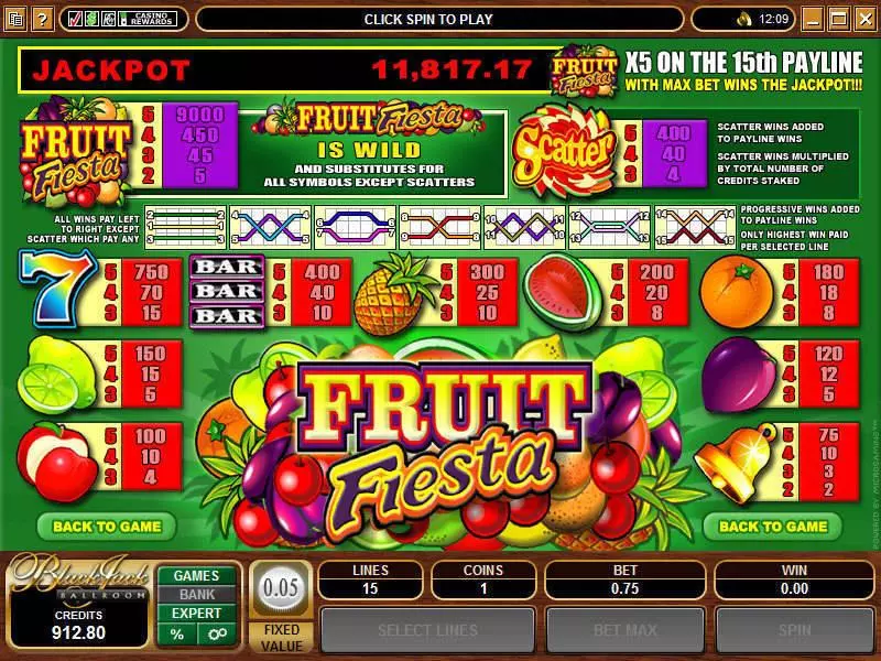Fruit Fiesta 5-Reels Fun Slot Game made by Microgaming with 5 Reel and 15 Line
