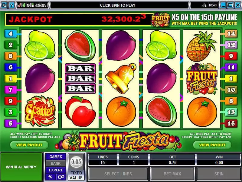 Fruit Fiesta 5-Reels Fun Slot Game made by Microgaming with 5 Reel and 15 Line