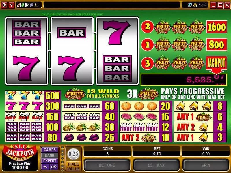Fruit Fiesta Fun Slot Game made by Microgaming with 3 Reel and 3 Line