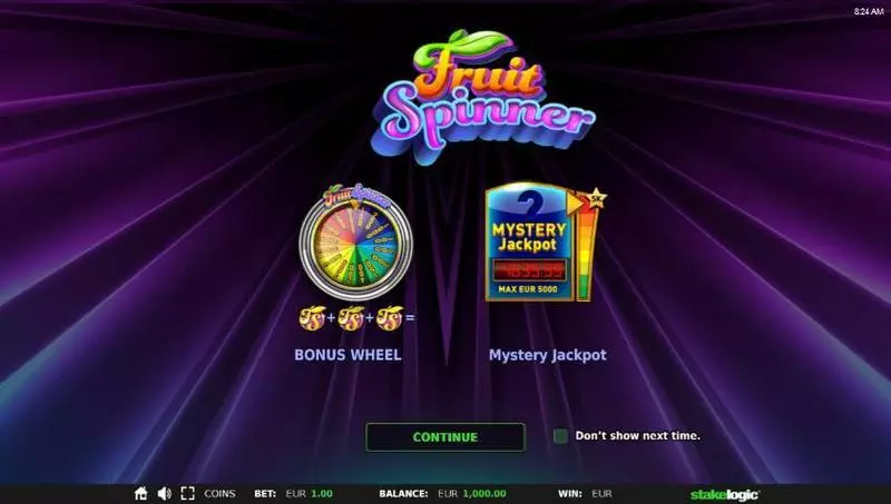 Fruit Spinner Fun Slot Game made by StakeLogic with 3 Reel and 3 Line
