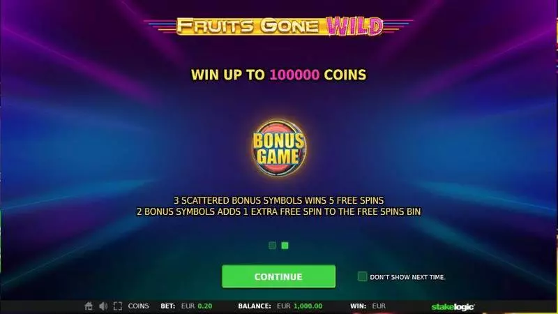 Fruits Gone Wild Fun Slot Game made by StakeLogic with 5 Reel and 20 Line