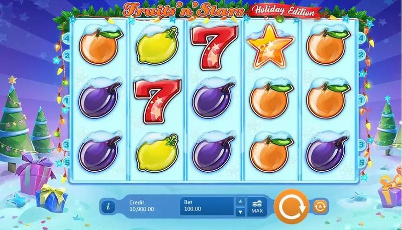 Fruits'N'Stars Holiday Edition Fun Slot Game made by Playson with 5 Reel and 5 Line