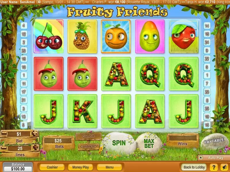 Fruity Friends Fun Slot Game made by NeoGames with 5 Reel and 25 Line