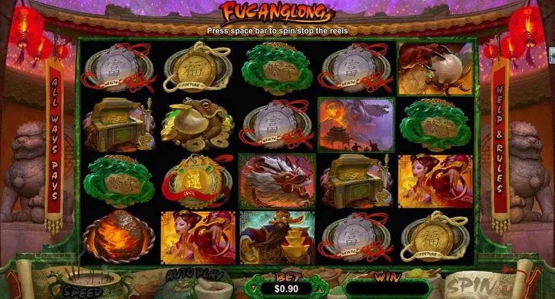 Fucanglong Fun Slot Game made by RTG with 5 Reel and 1024 Way