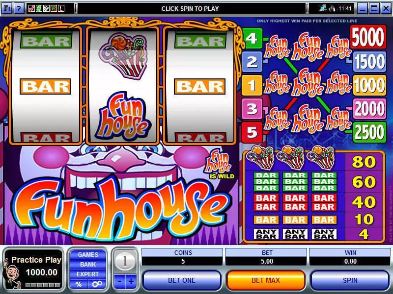 Fun House Fun Slot Game made by Microgaming with 3 Reel and 5 Line