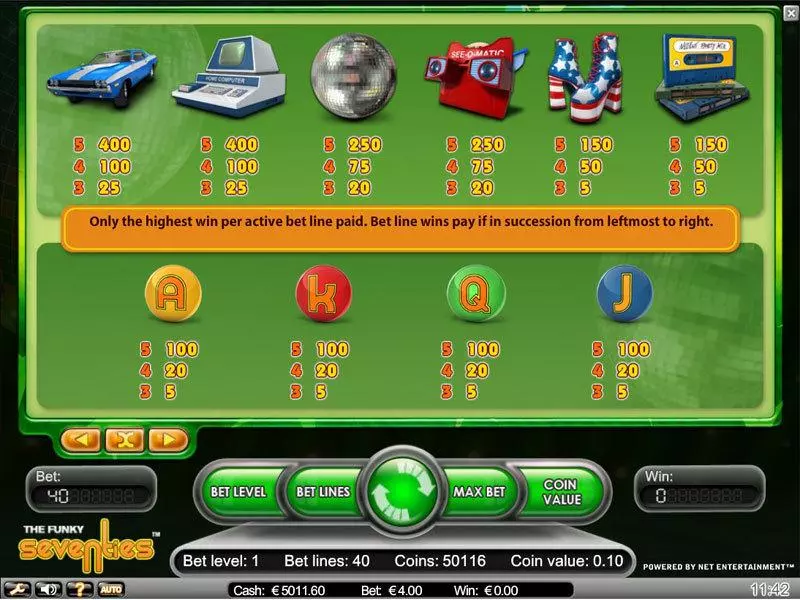 Funky Seventies Fun Slot Game made by NetEnt with 5 Reel and 40 Line