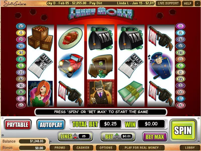 Funny Money Fun Slot Game made by WGS Technology with 5 Reel and 25 Line