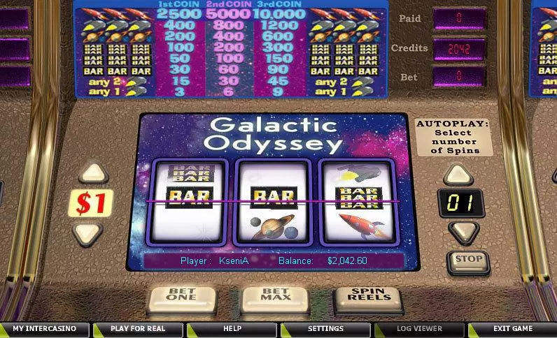 Galactic Odyssey Fun Slot Game made by CryptoLogic with 3 Reel and 1 Line