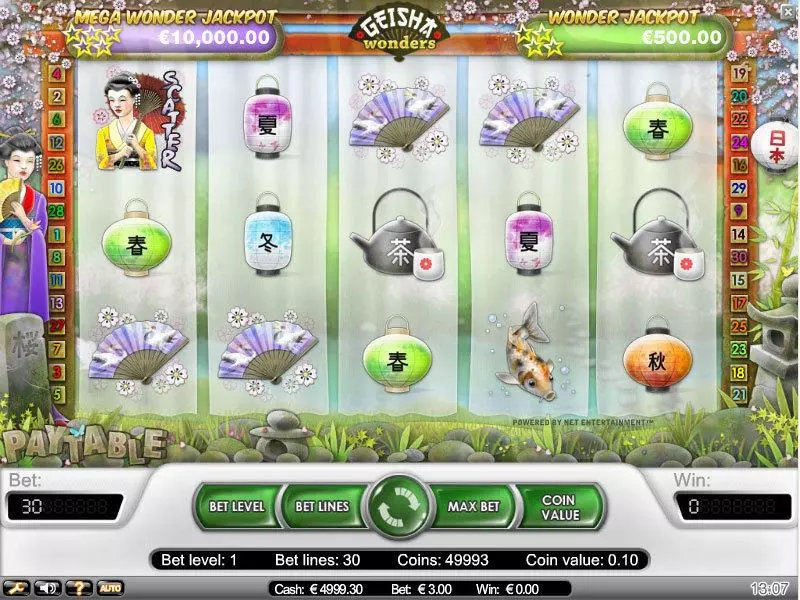 Geisha Wonders Fun Slot Game made by NetEnt with 5 Reel and 30 Line