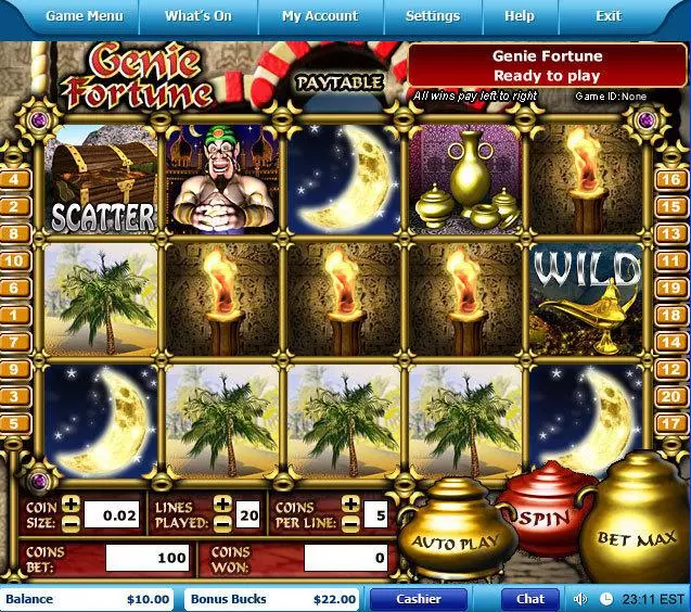 Genie Fortune Fun Slot Game made by Leap Frog with 5 Reel and 20 Line