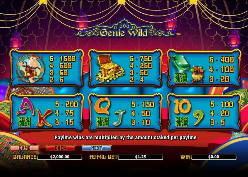 Genie Wild Fun Slot Game made by NextGen Gaming with 5 Reel and 25 Line