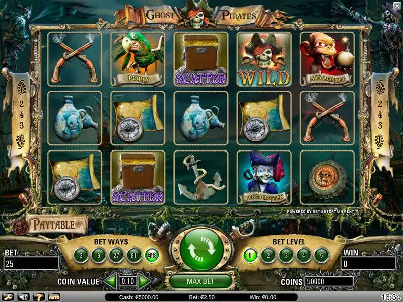 Ghost Pirates Fun Slot Game made by NetEnt with 5 Reel and 243 Line